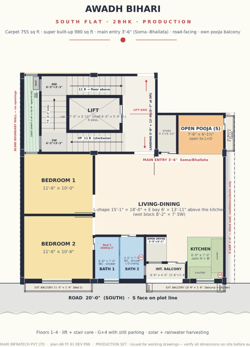 South flat plan — tap to open the full drawing